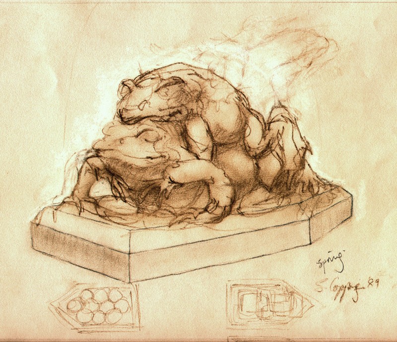 ... part of the preparatory work for a garden trio...... SEASONAL FROGS. (Click to enlarge)