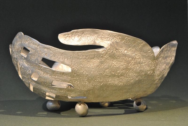 BOWLED OVER - Sterling Silver Vessel - personal thoughts and memories enscribed on the outside of the bowl