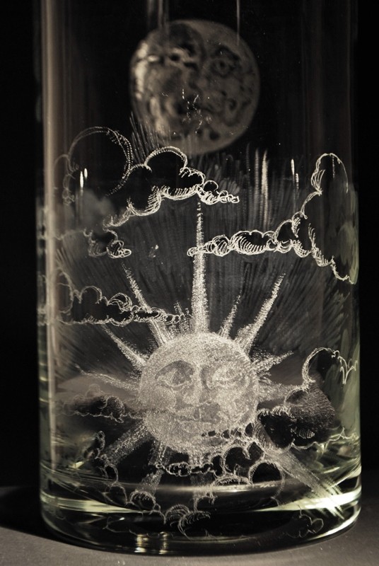 THE SUN and THE MOON - Engraved Glass