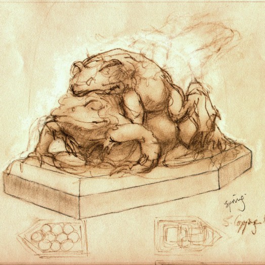 ... part of the preparatory work for a garden trio...... SEASONAL FROGS. (Click to enlarge)