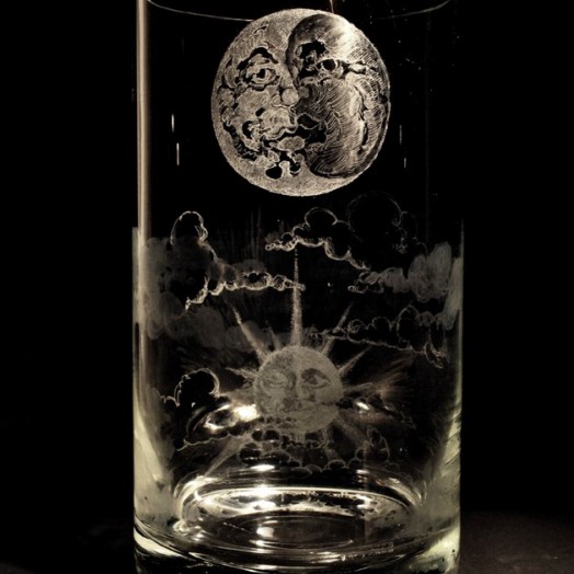 THE SUN and THE MOON - Engraved Glass