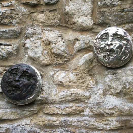 WAXING CRESCENT MOON - created by silverplating the bronze moon mask