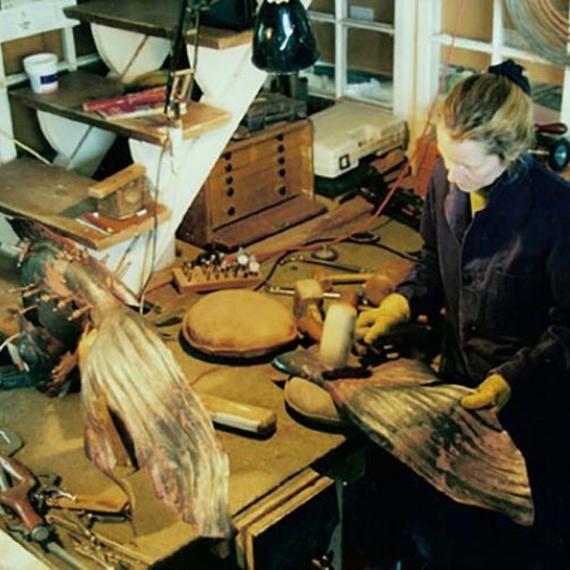 These two (good) fishes were made up of panels of copper sheet beaten into shape using a giant pitch block and sand bags